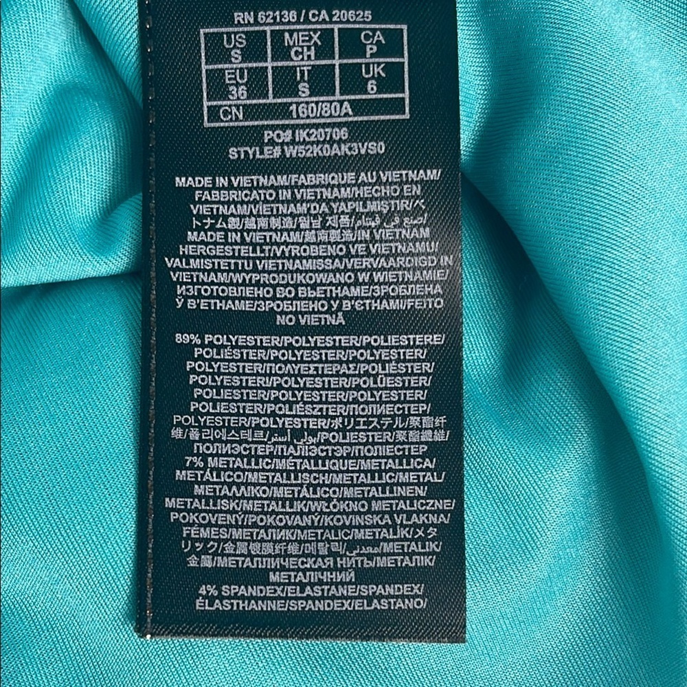 GUESS Metallic Tiffany Blue Ruched Wrap Mini Dress Prom Party Small $98 Retail - Picture 11 of 17